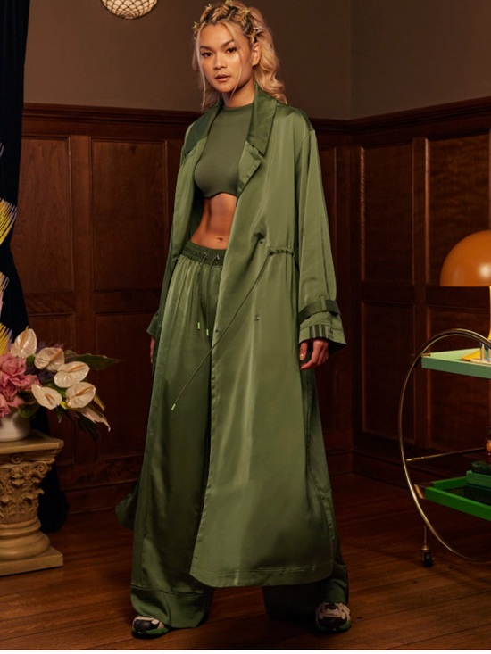 adidas Jackets & Blazers - Adidas X Ivy Park collab satin trench jacket/ wide leg pant M/L